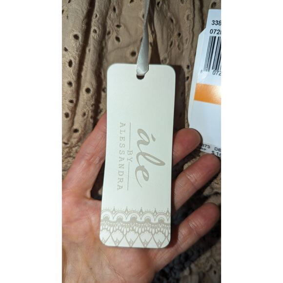 NWT Ale by Alessandra Women's Light Brown Eyelet Pattern OTS Romper SZ S/M $165 - Picture 11 of 12